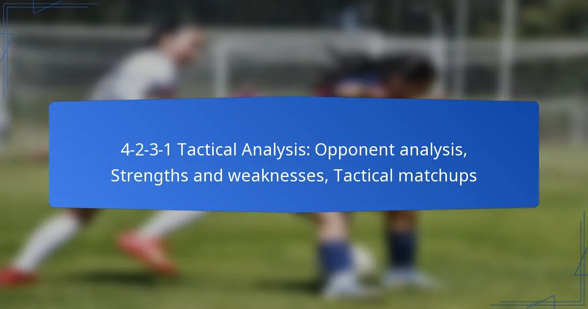 4-2-3-1 Tactical Analysis: Opponent analysis, Strengths and weaknesses, Tactical matchups