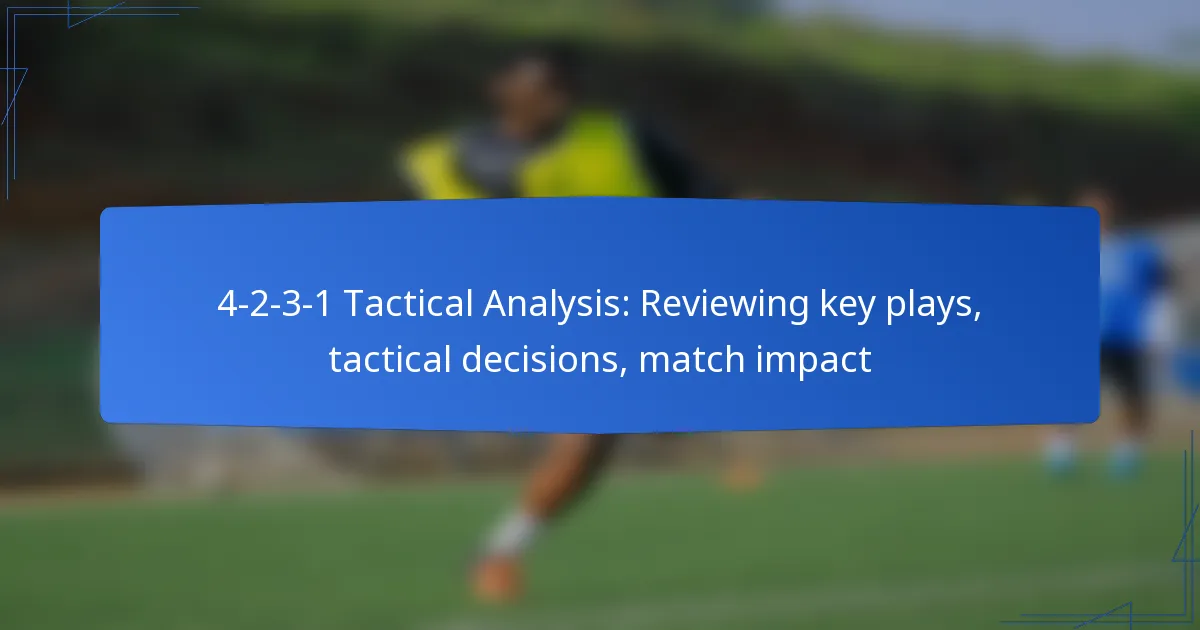 4-2-3-1 Tactical Analysis: Reviewing key plays, tactical decisions, match impact